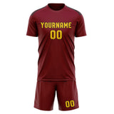 Custom Crimson Red Gold Soccer Jersey