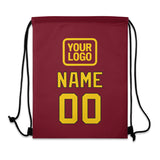 Custom Crimson Red Gold Drawstring Bag
