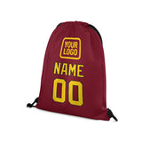 Custom Crimson Red Gold Drawstring Bag