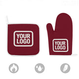Custom Crimson Red  White Oven Mitt Set