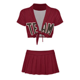 Custom Crimson Red Brown Cheerleading Uniform Set