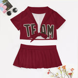Custom Crimson Red Brown Cheerleading Uniform Set
