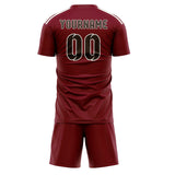 Custom Crimson Red Brown Soccer Jersey