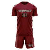Custom Crimson Red Brown Soccer Jersey