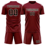 Custom Crimson Red Brown Soccer Jersey