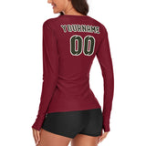 Custom Crimson Red Olive Women's Long-Sleeve Shirt