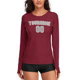 Custom Crimson Red Gray Women's Long-Sleeve Shirt