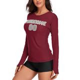 Custom Crimson Red Gray Women's Long-Sleeve Shirt