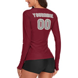 Custom Crimson Red Gray Women's Long-Sleeve Shirt