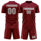 Custom Crimson Red Gray Soccer Jersey