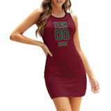 Custom Crimson Red Green Sleeveless Vest Dress