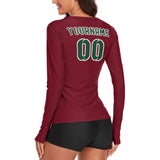 Custom Crimson Red Green Women's Long-Sleeve Shirt