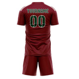 Custom Crimson Red Green Soccer Jersey