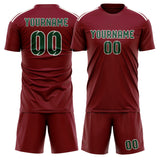Custom Crimson Red Green Soccer Jersey