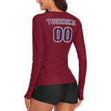 Custom Crimson Red Purple Women's Long-Sleeve Shirt