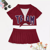 Custom Crimson Red Purple Cheerleading Uniform Set