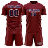 Custom Crimson Red Purple Soccer Jersey