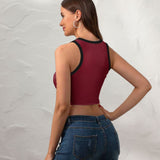 Custom Crimson Red Light Blue Sleeveless Tank Top