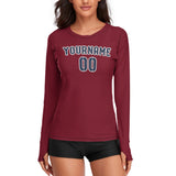 Custom Crimson Red Blue Women's Long-Sleeve Shirt
