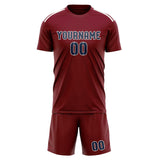 Custom Crimson Red Blue Soccer Jersey