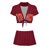 Custom Crimson Red Orange Red Cheerleading Uniform Set
