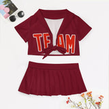 Custom Crimson Red Orange Red Cheerleading Uniform Set