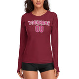 Custom Crimson Red Pink Women's Long-Sleeve Shirt