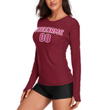 Custom Crimson Red Pink Women's Long-Sleeve Shirt