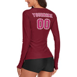 Custom Crimson Red Pink Women's Long-Sleeve Shirt