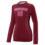 Custom Crimson Red Pink Women's Long-Sleeve Shirt