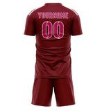 Custom Crimson Red Pink Soccer Jersey