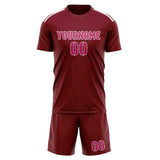 Custom Crimson Red Pink Soccer Jersey