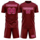 Custom Crimson Red Pink Soccer Jersey