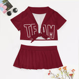 Custom Crimson Red Crimson Red Cheerleading Uniform Set