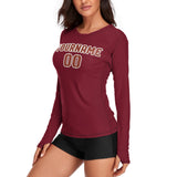 Custom Crimson Red Coral Red Women's Long-Sleeve Shirt