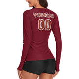 Custom Crimson Red Coral Red Women's Long-Sleeve Shirt