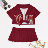 Custom Crimson Red Coral Red Cheerleading Uniform Set