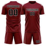 Custom Crimson Red Black Soccer Jersey