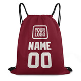 Custom Crimson Red White Drawstring Bag