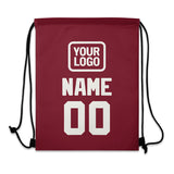 Custom Crimson Red White Drawstring Bag