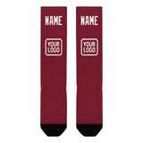 Custom Crimson Red White Knee-High Sock