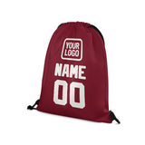 Custom Crimson Red White Drawstring Bag