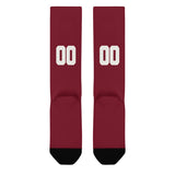Custom Crimson Red White Knee-High Sock