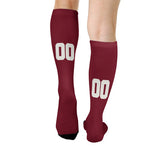 Custom Crimson Red White Knee-High Sock