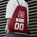 Custom Crimson Red White Drawstring Bag