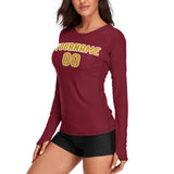 Custom Crimson Red Yellow Women's Long-Sleeve Shirt