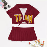 Custom Crimson Red Yellow Cheerleading Uniform Set