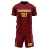 Custom Crimson Red Yellow Soccer Jersey