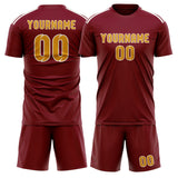 Custom Crimson Red Yellow Soccer Jersey