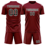 Custom Crimson Red Dark Grey Soccer Jersey